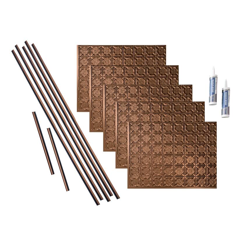 FASÄDE Traditional Style 6 Decorative Vinyl Backsplash Panel - 15 Sq Ft Kit - Oil Rubbed Bronze