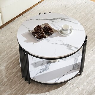 Round Coffee Table with Storage Open Shelf - Bed Bath & Beyond - 42167273