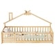 preview thumbnail 7 of 9, Natural Twin Pine House-Shaped Bedside Floor Bed with Guardrails