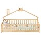 preview thumbnail 7 of 9, Natural Twin Size Pine Wood House-Shaped Floor Bed with Guardrails