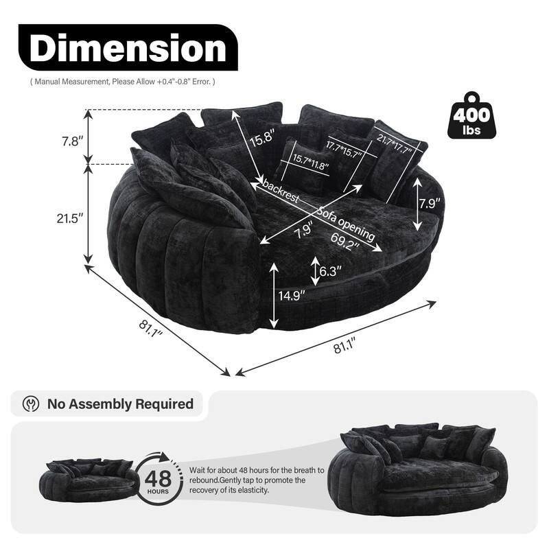 Rossetta Comfortable High Back Decorative Oversized Sofa Bed with Armrests