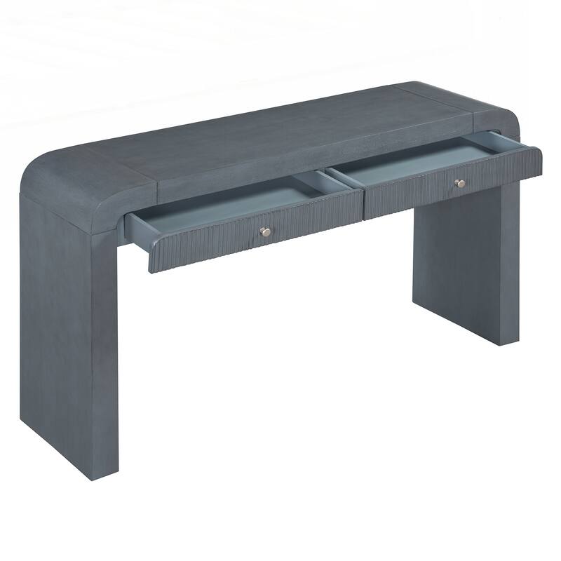 Rustic Console Table with Fluted Drawer Front