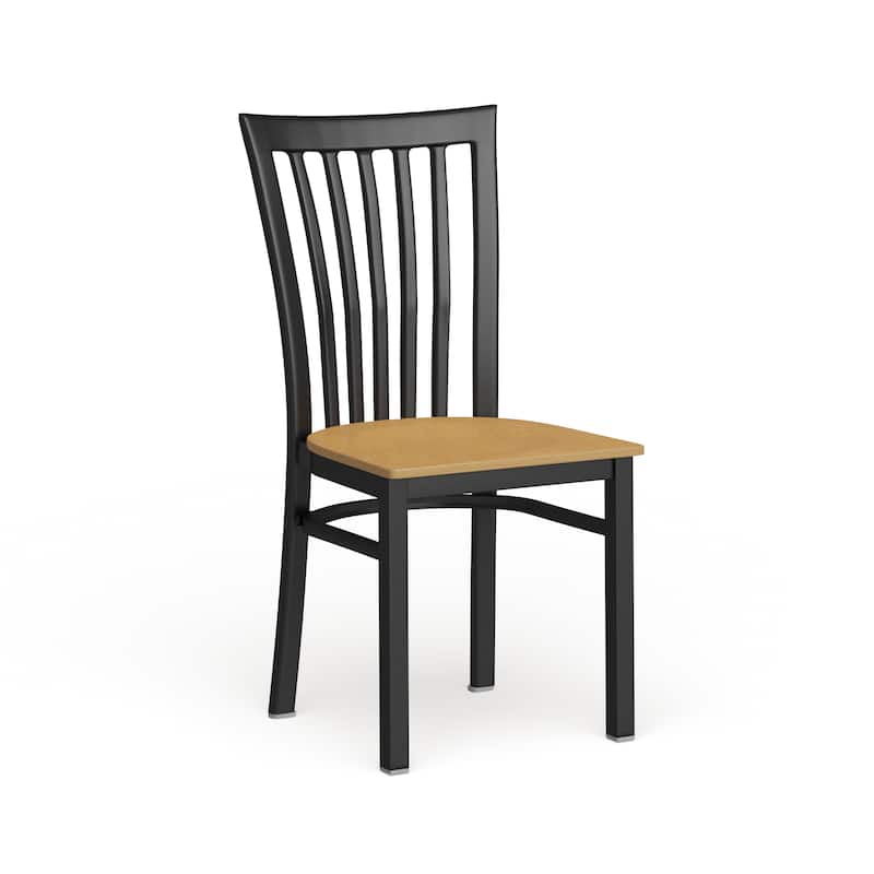 School House Back Metal Restaurant Chair - 17.25"W x 18.75"D x 34.75"H - 17.25"W x 18.75"D x 34.75"H - natural wood seat/black metal frame