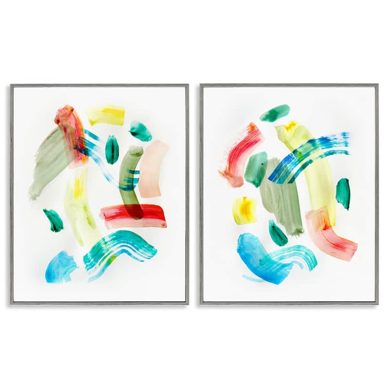 Stupell Macarana Abstract Hues Framed Giclee Art Design By Gemma Bardot (Set of 2) - 24 x 30 - Grey