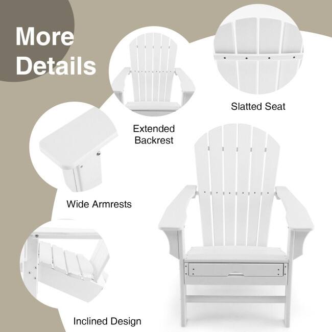 Patio HDPE Adirondack Chair with Retractable Ottoman - 29" x 53" x 37.5" (L x W x H)