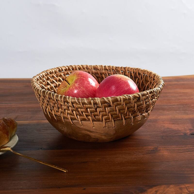 Home Soft Things Sonic Round Bowl Handmade Woven Basket - 9.8" x 9.8" x 3.5"