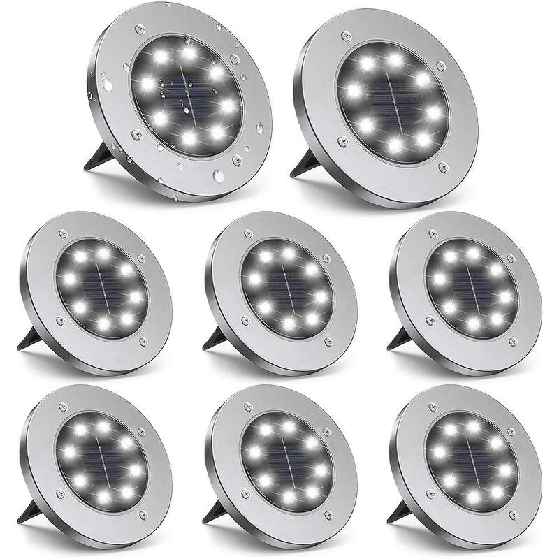 Solar Pathway Ground Lights Outdoor Waterproof - 8PCS - Cool White