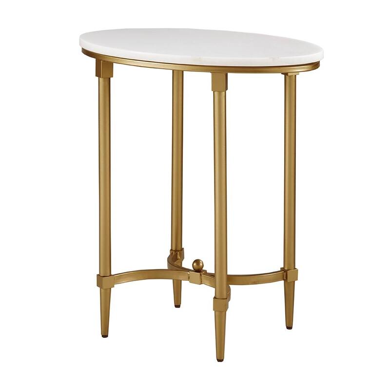 Modern Metal Frame End table with 4 Legs and White Marble Top