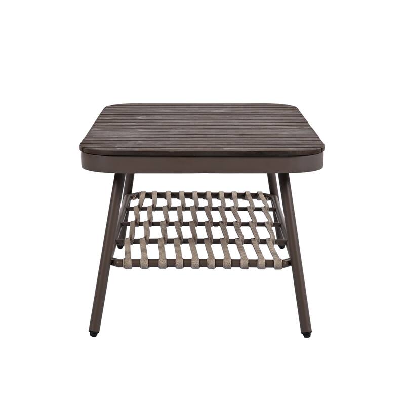Roomfitters 4-Piece Outdoor Patio Conversation Set with Woven Rope Backrest, Cushions and Metal Frame Chairs