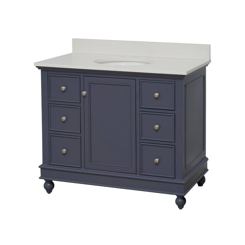 KitchenBathCollection Bella 42" Bathroom Vanity with Quartz Top