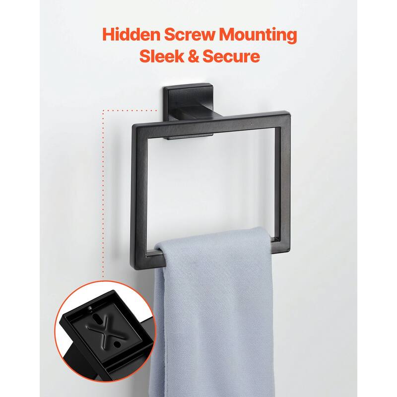10-Piece Matte Black Bathroom Accessories Set Wall Mounted - 23.43 x 3.94 x 3.15 inch
