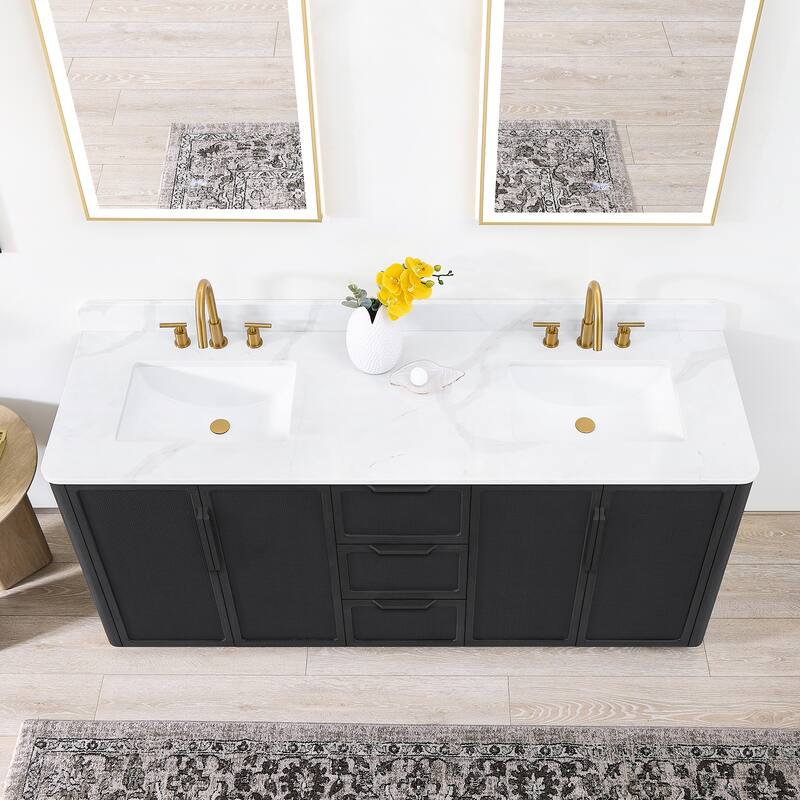 Busan Bath Vanity with White Quartz Stone Top without Mirror