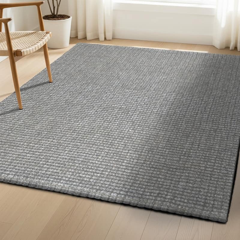 Delara Premium Handwoven Natural Fiber Area Rug, 60% Wool 40% Jute excellent choice in high-traffic areas such as Living rooms - 7'.8" x 10' - Grey