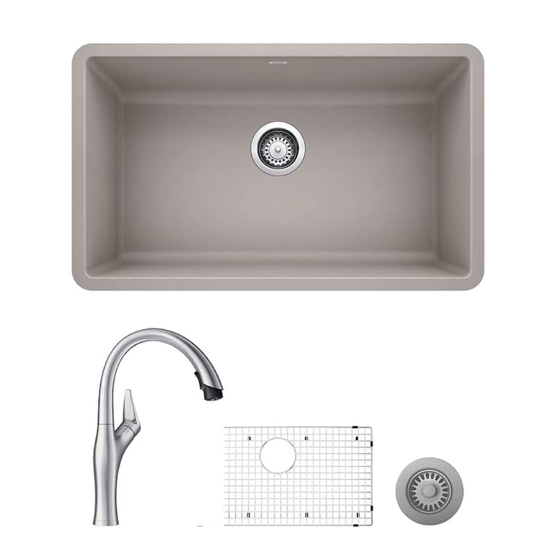 Blanco Precis/Artona Undermount Kitchen Sink and Faucet Set and Strainer