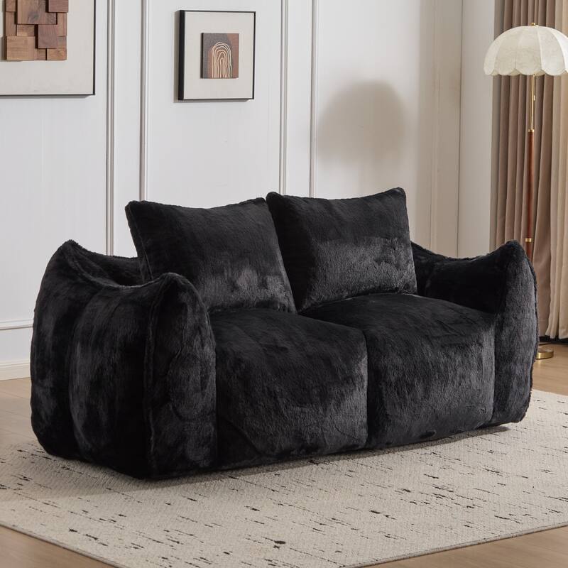 Oversized Bean Bag Sofa Reading Chair, 2-Seater Giant Bean Bag Couch with Pillows, Loveseat Chaise Lounge Sofa Chair