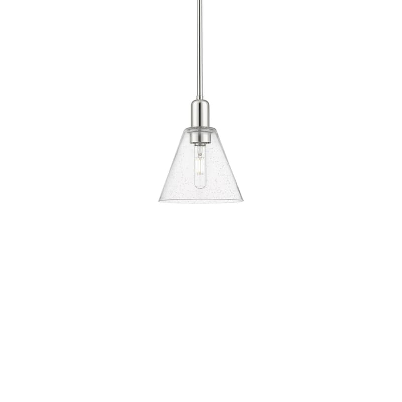 Innovations Lighting 716-1S-11-8 Berkshire Glass Pendant Berkshire - Polished Nickel / Seedy