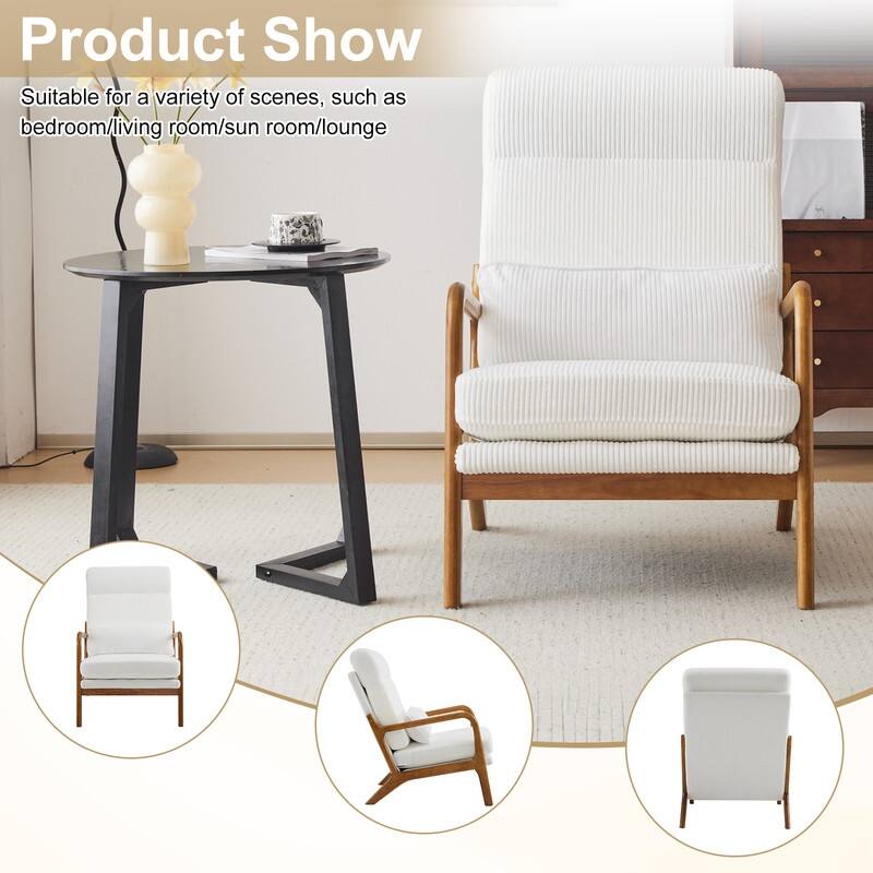 High Back Solid Wood Armrest Backrest Leisure Chair Accent Chair
