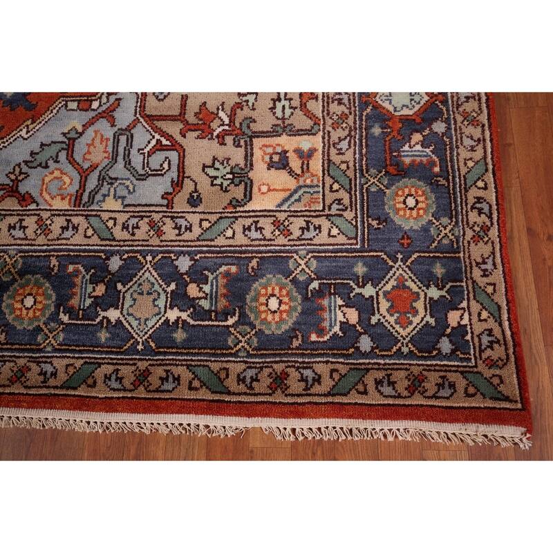 Orange Heriz Serapi Oriental Area Rug Hand-Knotted Wool Carpet - 8'7"x 12'0"