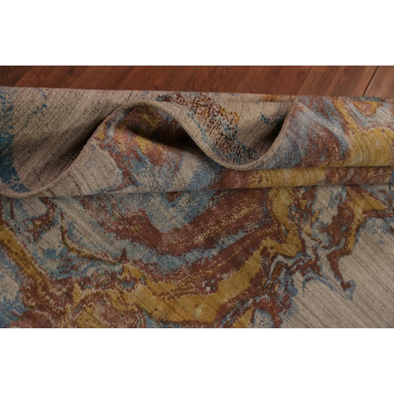 All-Over Abstract Indian Area Rug Handmade Wool Carpet - 5'4"x 7'7"