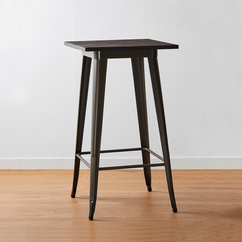 Glitzhome 41"H Industrial Modern Square Wood Top Bar Height Pub Tables