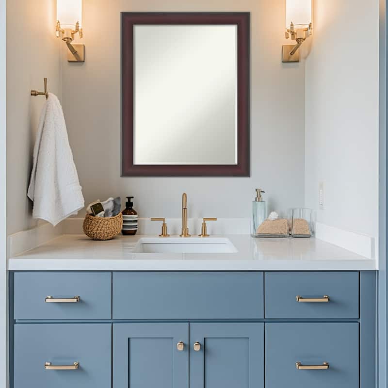 Grand Narrow Half-Inch-Bevel Framed Bathroom Vanity Wall Mirror
