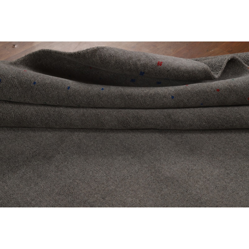 Hand Knotted Oriental 100% Wool Carpet Tribal Tribal Greys & Charcoal Gabbeh Area Rug - 10' 1'' X 8' 1''