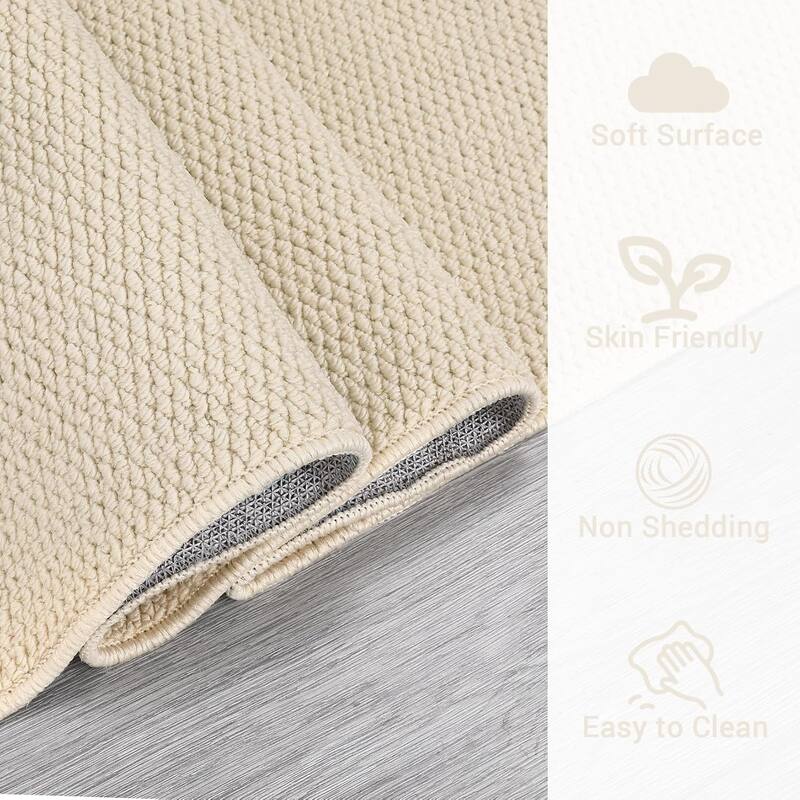 Modern Solid Textured Machine Washable Rug
