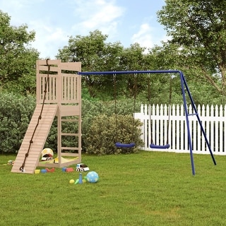 vidaXL Swing Set Outdoor Backyard Wooden Playground Equipment for Kids Age 3-8