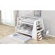 preview thumbnail 4 of 13, Twin Over Full Bunk Bed with Trundle, Built-in Desk, 3 Storage Drawers, Upper Shelf, and Guardrails, Space-Saving Design, White