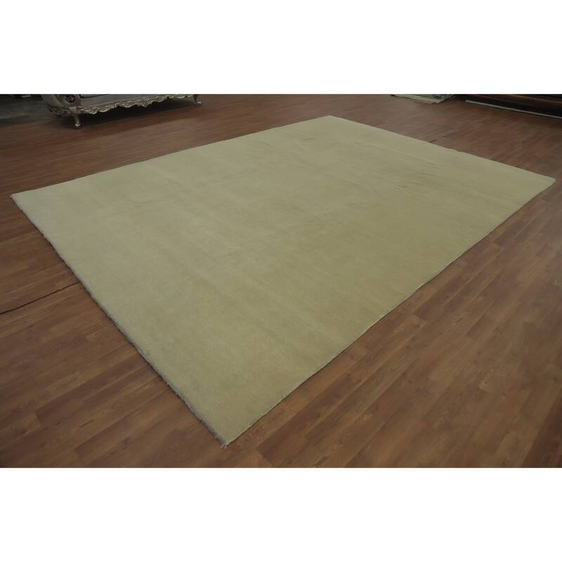 Hand Knotted Oriental 100% Wool Carpet Modern Solid Beige & Ivories Gabbeh Area Rug - 12' 0'' X 8' 11''