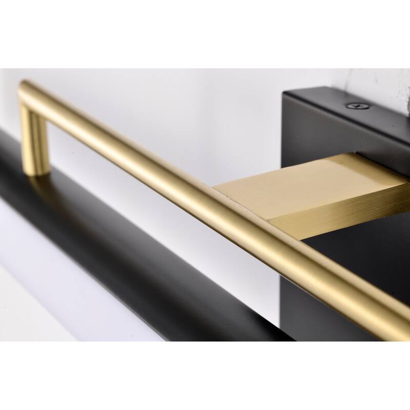 Solano Large Vanity - LED - Black and Brushed Brass Finish - White Acrylic Lens