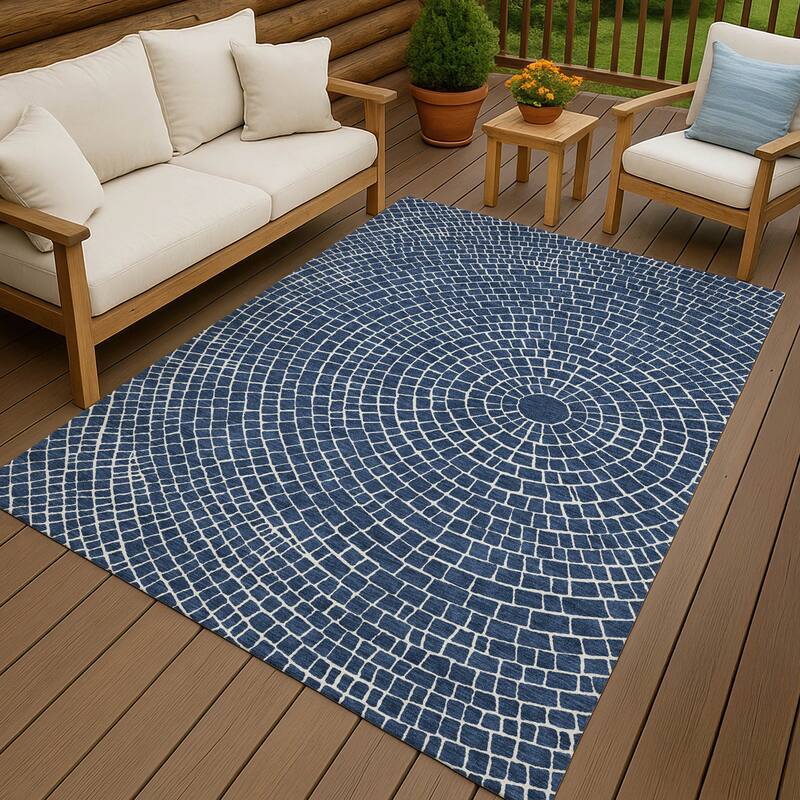 Machine Washable Indoor/ Outdoor Modern Gravity Chantille Rug - Navy - 2'6" x 3'10"