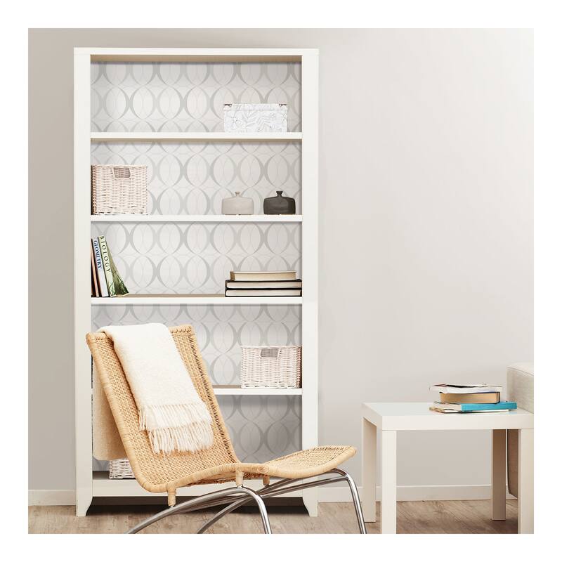 NuWallpaper Circulate Light Silver Peel & Stick Wallpaper - 216in x 20.5in x 0.025in