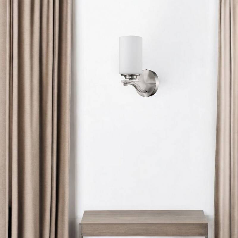 Modern Flush Mount Wall Sconce with White Opal Glass Shade and Dimmable E26 Light Fixture - 9.75" H x 5" W x 6.5" D