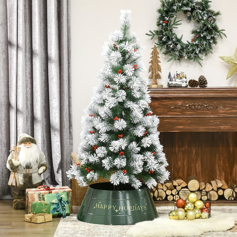 Green Christmas Tree Collar with Gold “HAPPY HOLIDAYS” Design and Hide Tree Stand & Protect Pets - 26" x 11" H