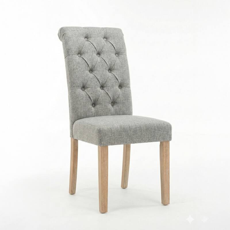 Coldspring Light Grey Roll-top Tufted Dining Chair (Set of 2)