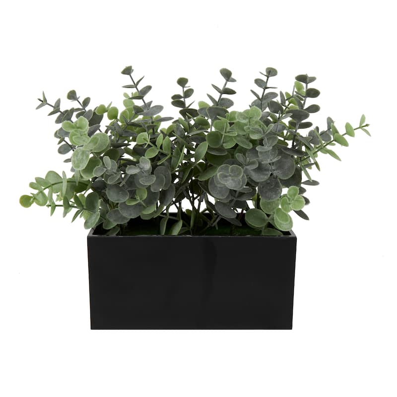 Green Faux Foliage Artificial Plant with Black Melamine Pot