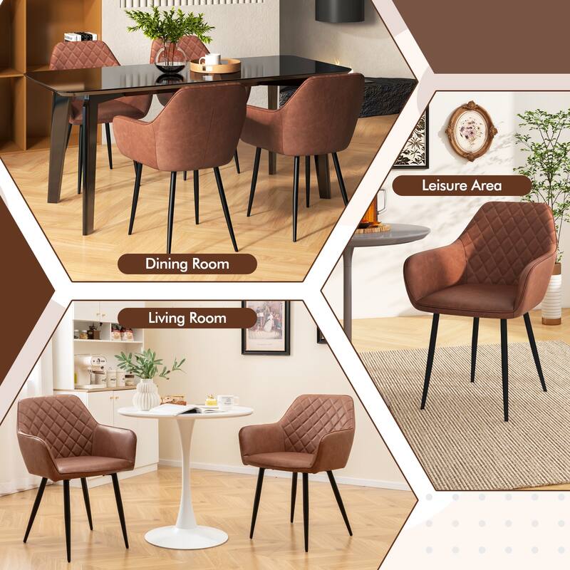 Gymax Leisure Dining Chair Set of 2 Upholstered Accent Chairs w/