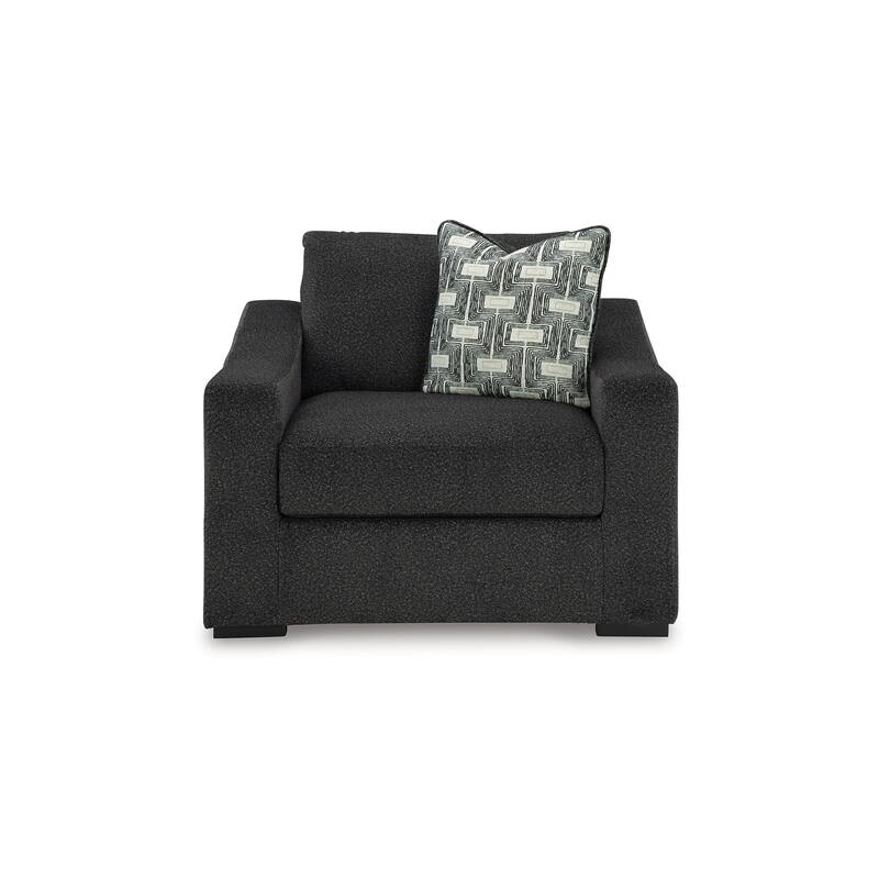 Wryen Accent Armchair, Onyx Black Polyester, 1 Accent Throw Pillow