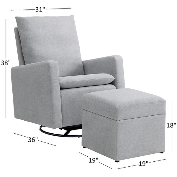 dimension image slide 2 of 3, Soho Baby Everlee Upholstered Glider/Ottoman