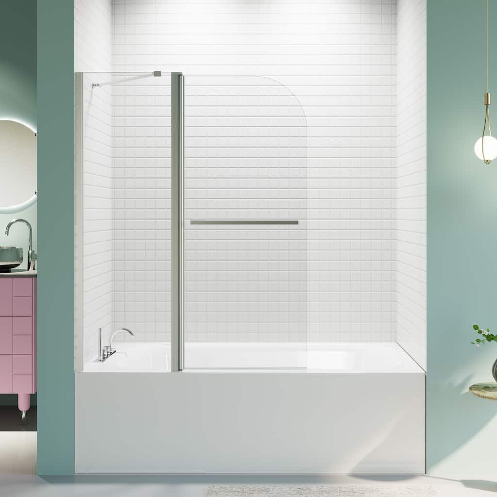 43 in. W * 58 in. H Frameless Folding Shower Doors for Bathtub