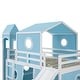preview thumbnail 29 of 28, Playhouse Full Size Loft Bed with Slide Pink Tent and Tower for Kids