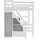 preview thumbnail 26 of 30, Wooden Loft Bed Frame with 4-tier Storage Shelf, Small Wardrobe, White LED Light and Storage Staircase, Space Saving Storage Bed