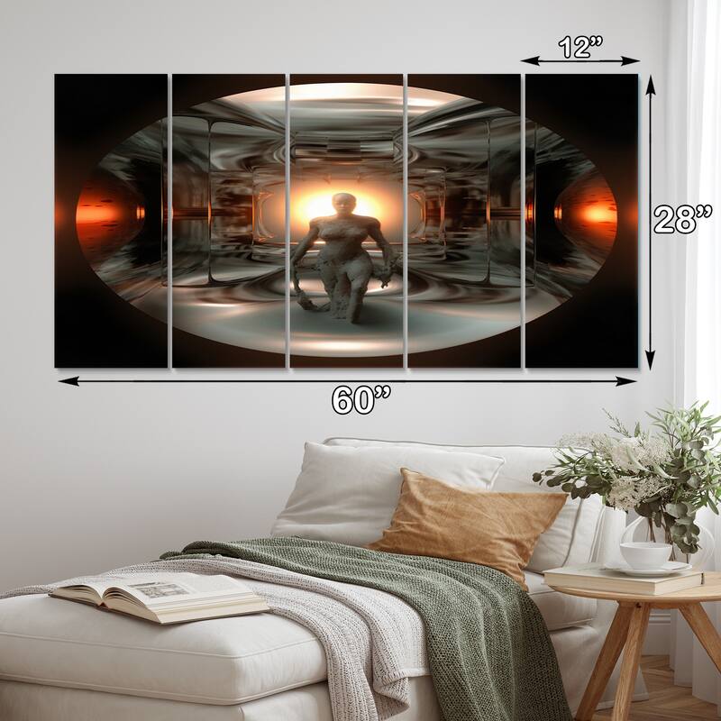 Designart "Cityscape Collage V" Abstract Collages Multipanel Wall Decor set