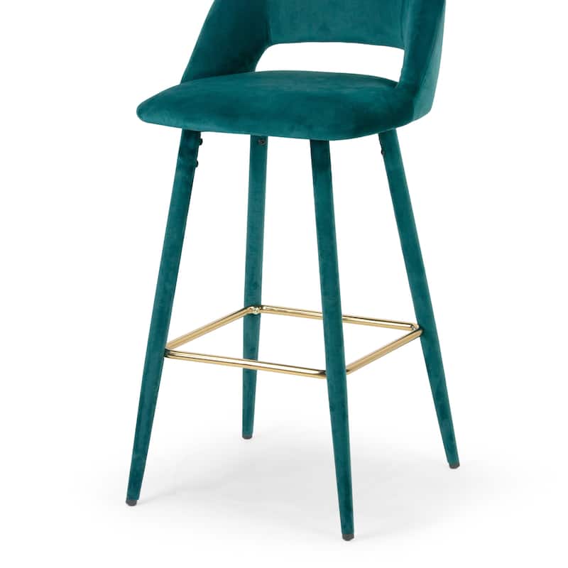 Silver Orchid Dempster Teal Velvet Barstool (Set of 2)