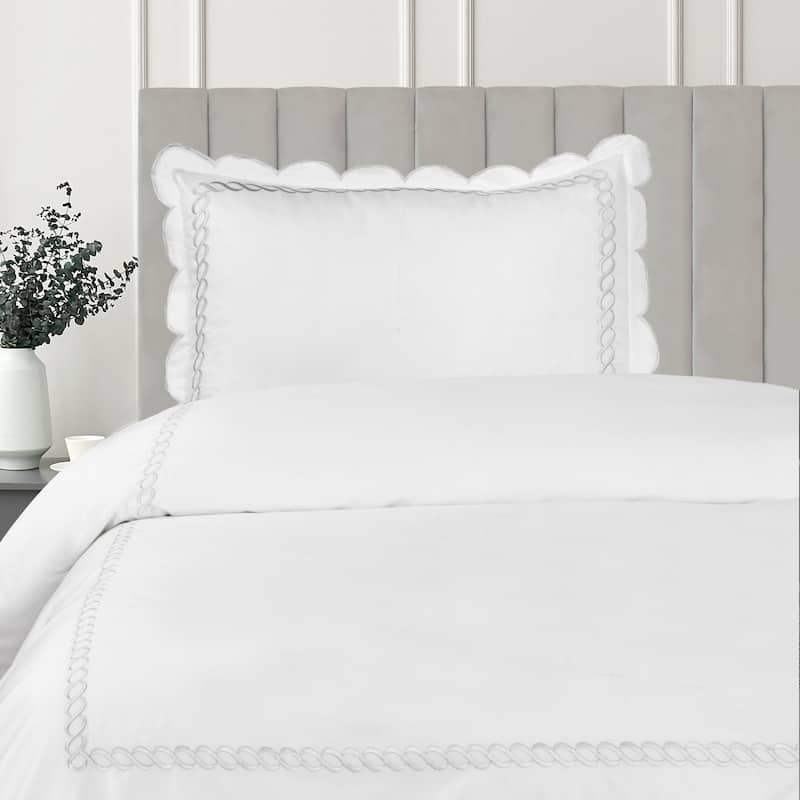 Home Sweet Home Collection 600TC Scallop and Rope Duvet Set and Sham