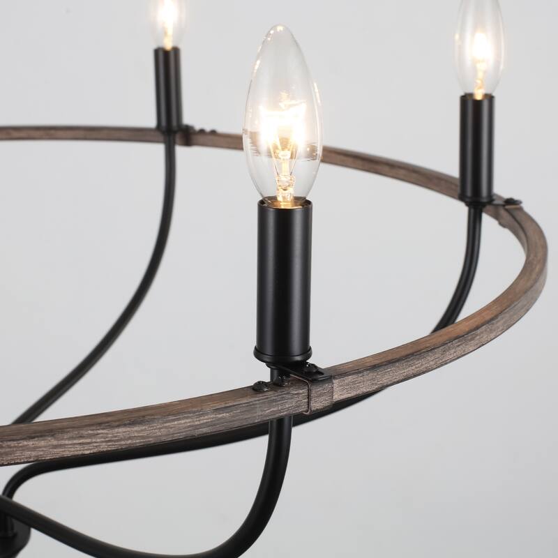 6-Light Circle Candlestick Hanging Linear Chandelier Lighting Island Chandelier Fixture for Kitchen Island