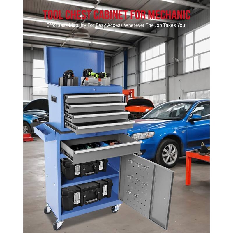5 Drawer Detachable Tool Cabinet with Moving Wheel 2 Brakes, Tool Box - 5-Drawer