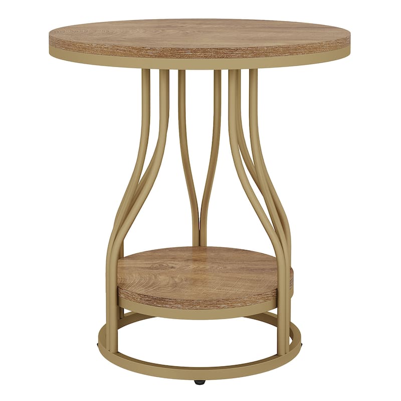 Round End Table, 2-Tier Side Tables, Modern Bedside Table, Small Chirside Tables for Couch Side