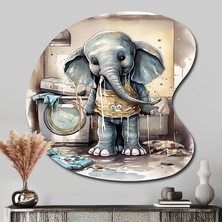 Designart - Grey Elephant In Laundry Room III - Elephant Laundry Metal ...